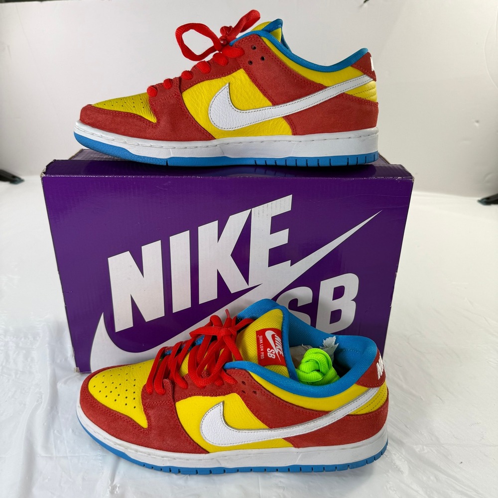 Nike SB Dunk Low Pro Bart Simpson Red Yellow Blue BQ6817-602 Mens Size 10